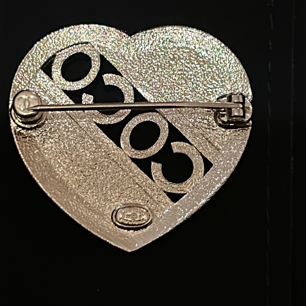 Chanel Crystal CC and Coco Mark Brooch Silver and Pink C23B - Picture 3 of 16